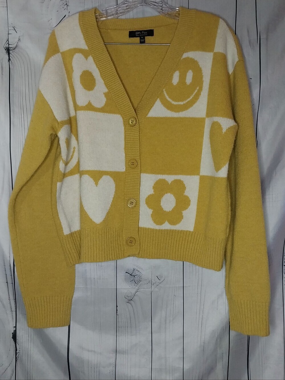 Witty Fox Young Contemporary Retro Smiley Cozy Indie Y2K Coquette Cardigan